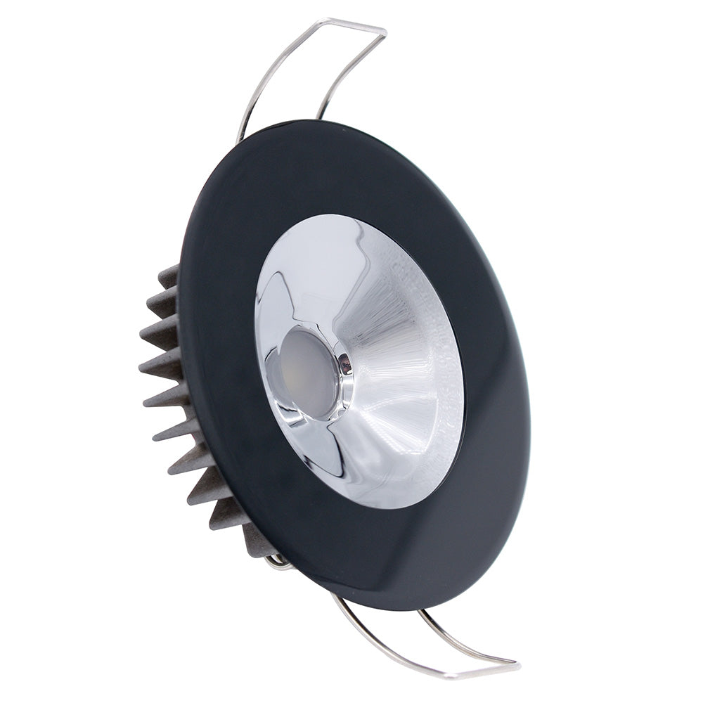 Lumitec Illusion Flush Mount LED Down Light White NonDimming Black Housing Chrome Reflector 117163