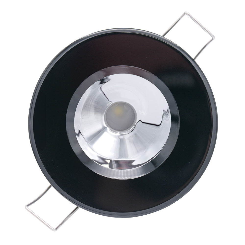 Lumitec Illusion Flush Mount LED Down Light Warm White Dimming Black Housing Chrome Reflector 117169