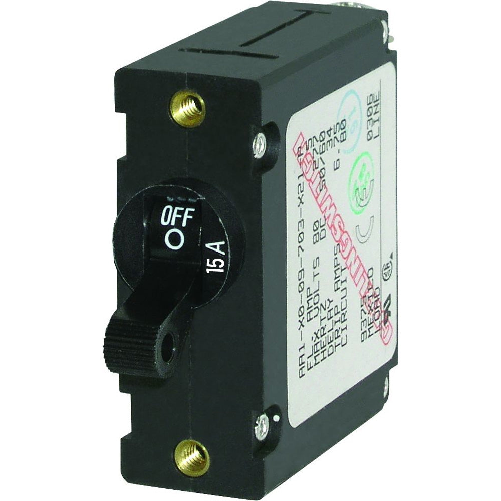 Blue Sea 7208 ACDC Single Pole Magnetic World Circuit Breaker 15AMP 7208