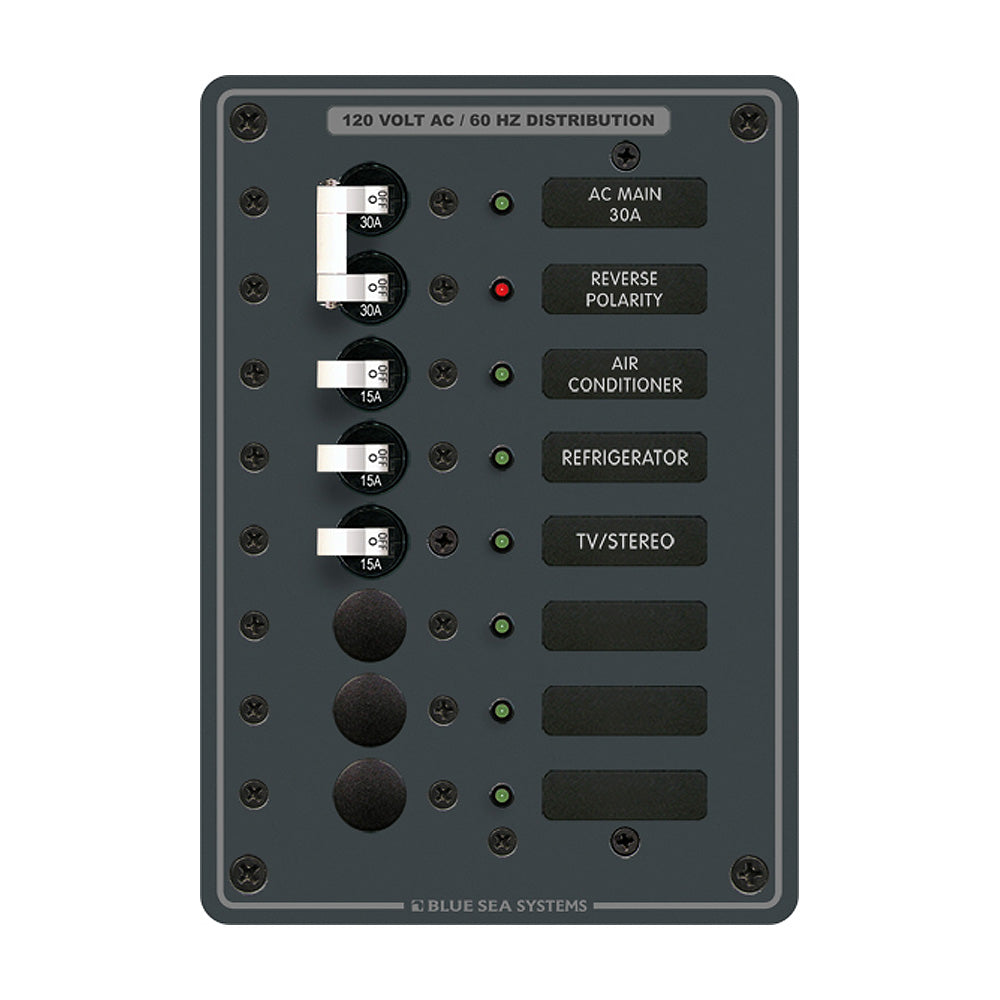 Blue Sea 8027 AC Main 6 Position Breaker Panel White Switches 8027