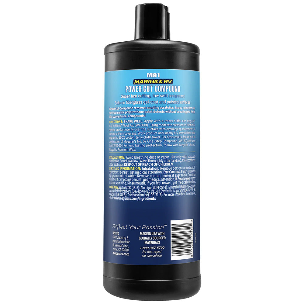 Meguiars 91 MarineRV Pro Grade Power Cut Compound 32oz M9132