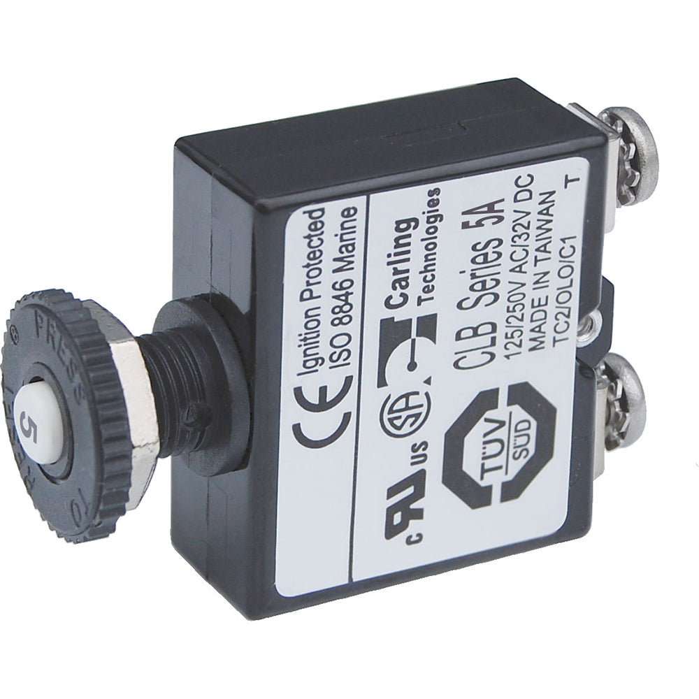 Blue Sea Push Button Reset Only Screw Terminal Circuit Breaker 5 Amps 2130