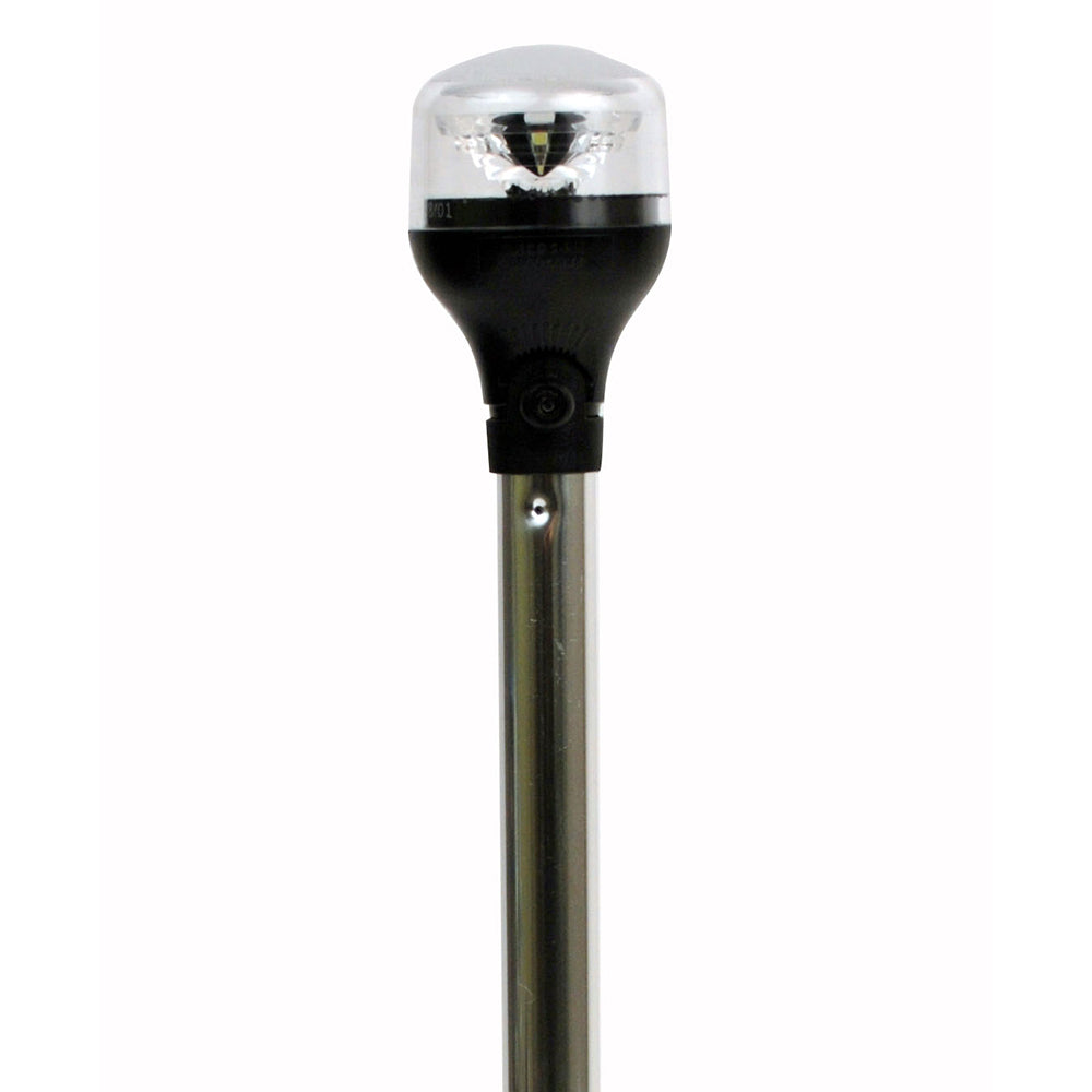 Attwood LightArmor AllAround Light 20 Aluminum Pole Black Vertical Composite Base wAdapter 5551PA207