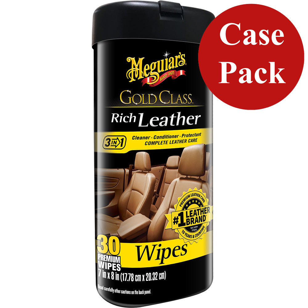 Meguiars Gold Class Rich Leather Cleaner Conditioner Wipes Case of 6 G10900CASE