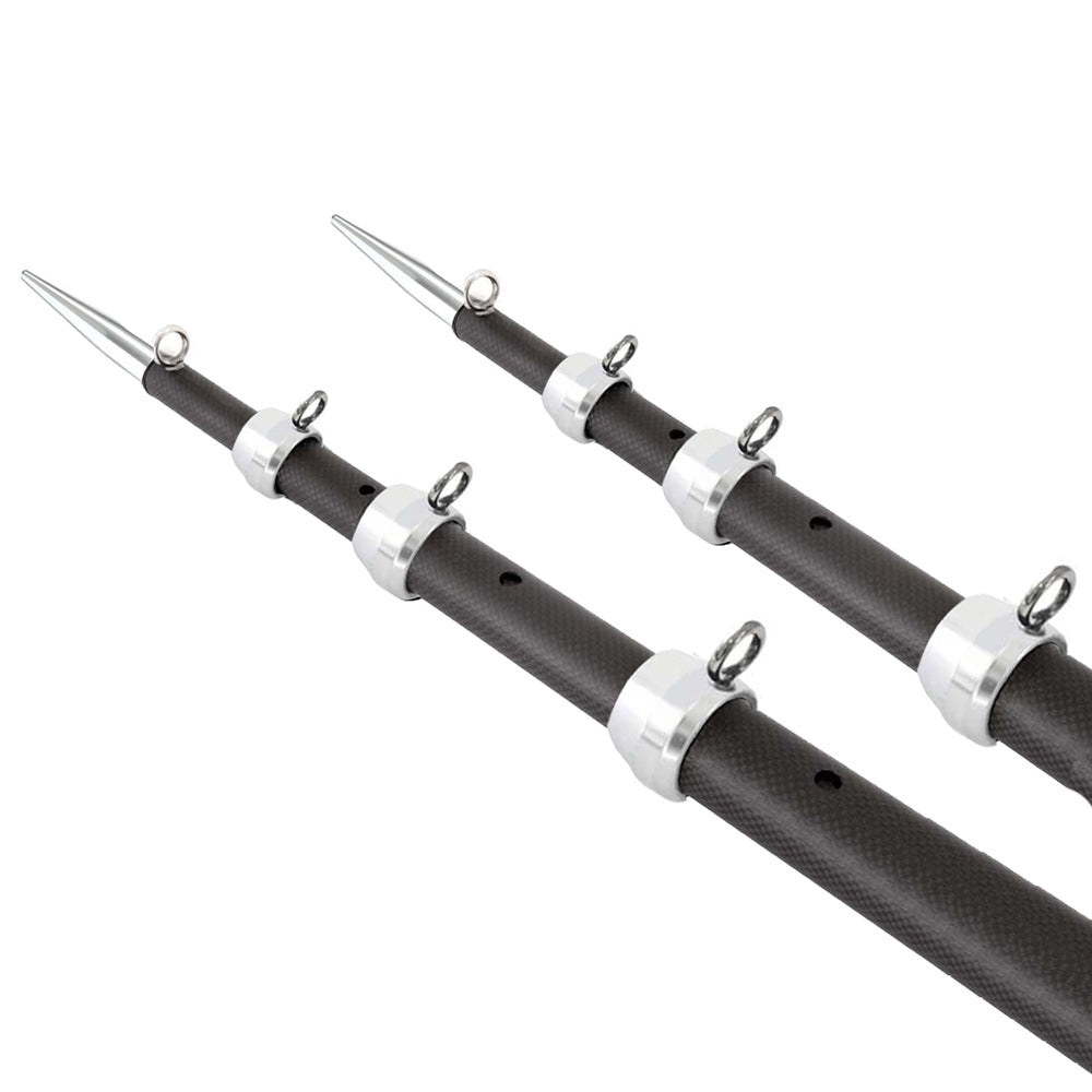 Tigress XD 3K Carbon Fiber Telescoping Outrigger Poles 21 Matte Black Silver Pair 886794