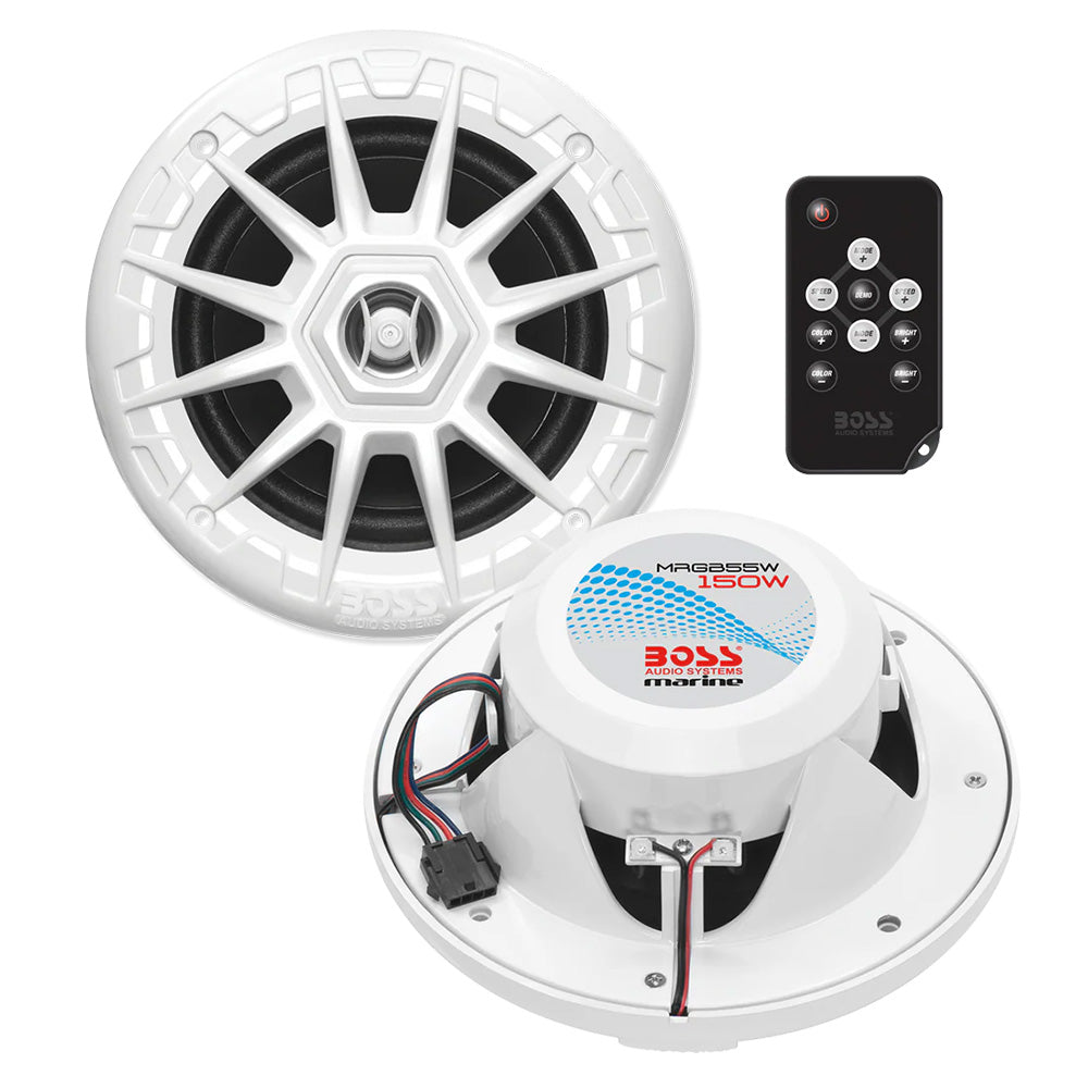 Boss Audio MRGB55W 525 Marine Speakers wRGB Lighting White MRGB55W
