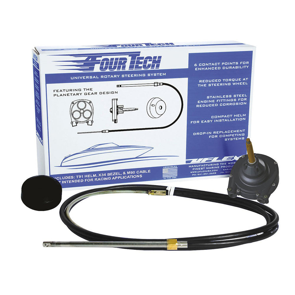 Uflex Fourtech 9 Black Mach Rotary Steering System wHelm Bezel Cable FOURTECHBLK09