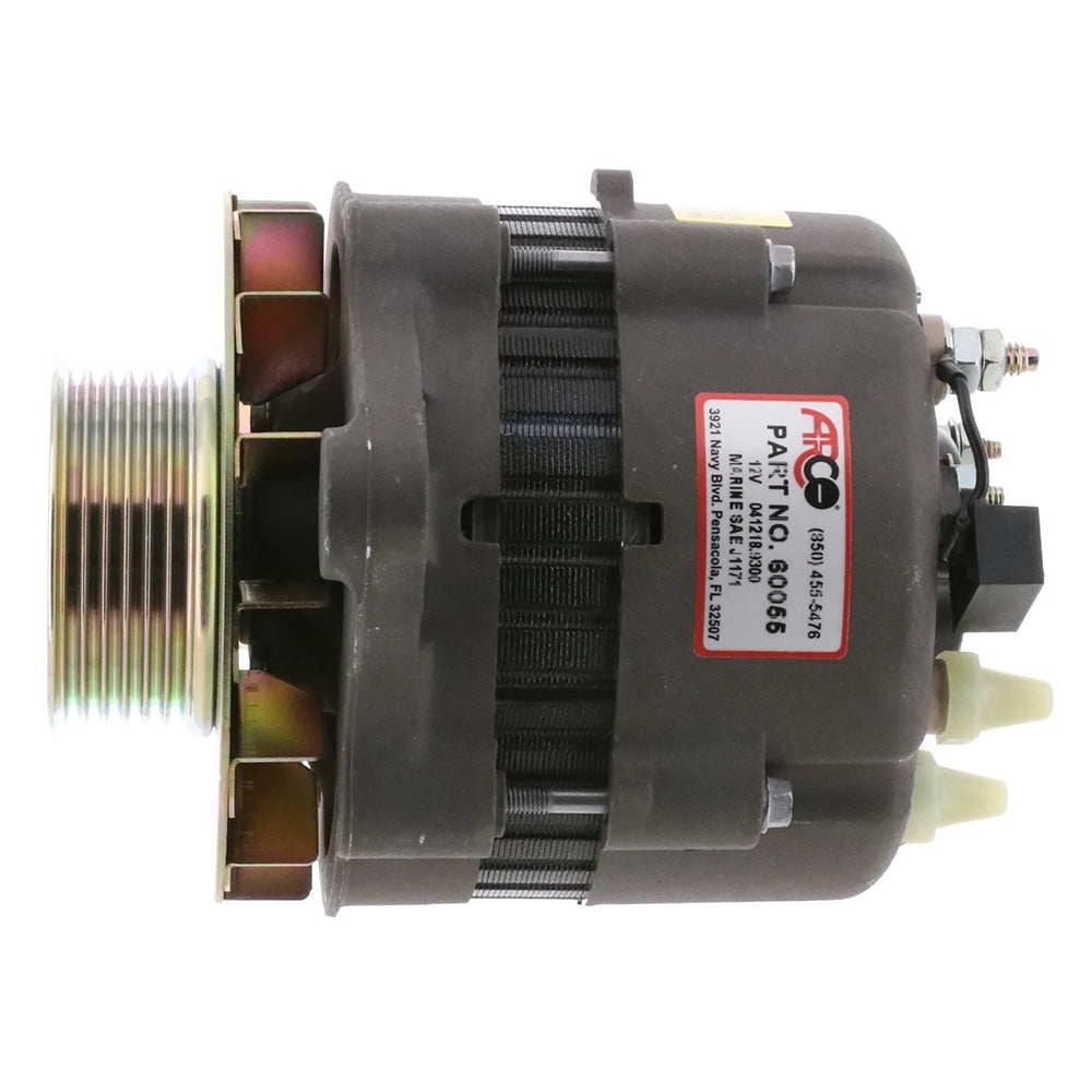 ARCO Marine Premium Replacement Alternator wMultiGroove Pulley 12V 55A 60055