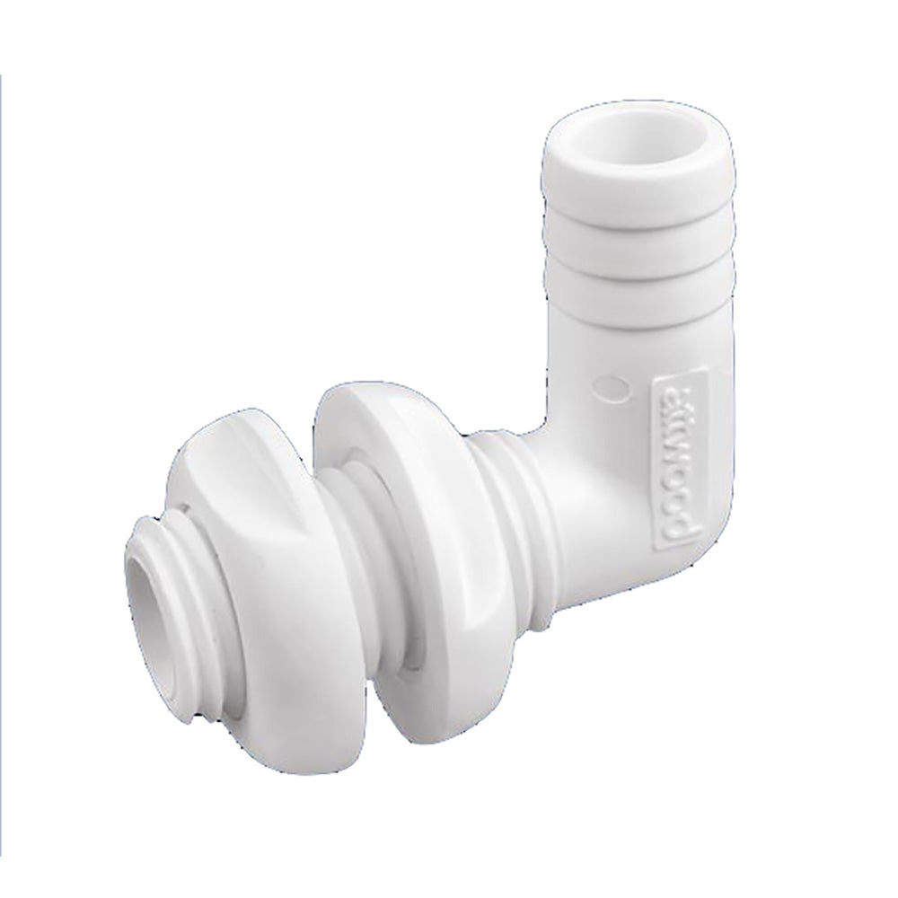 Attwood White Plastic 90 Degree ThruHull Connector 118 Inner Diameter 38793