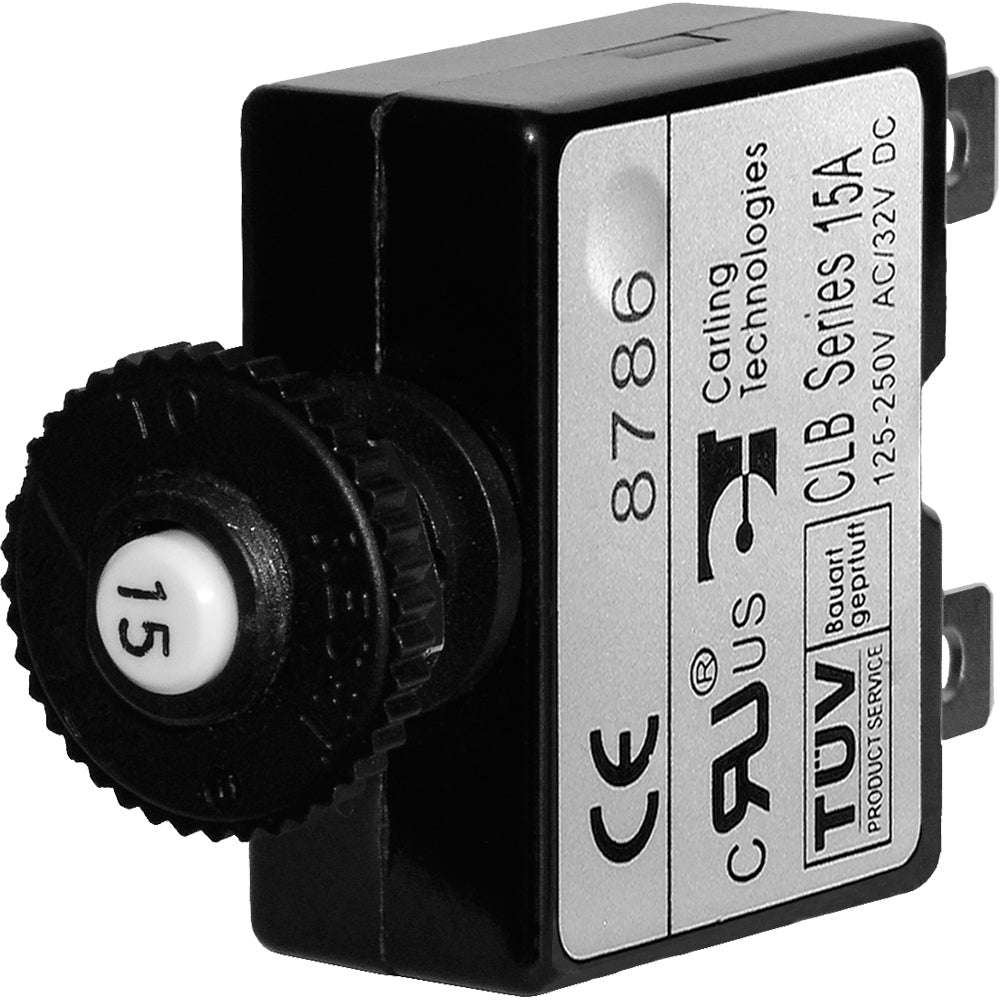 Blue Sea 7056 15A Push Button Thermal with Quick Connect Terminals 7056