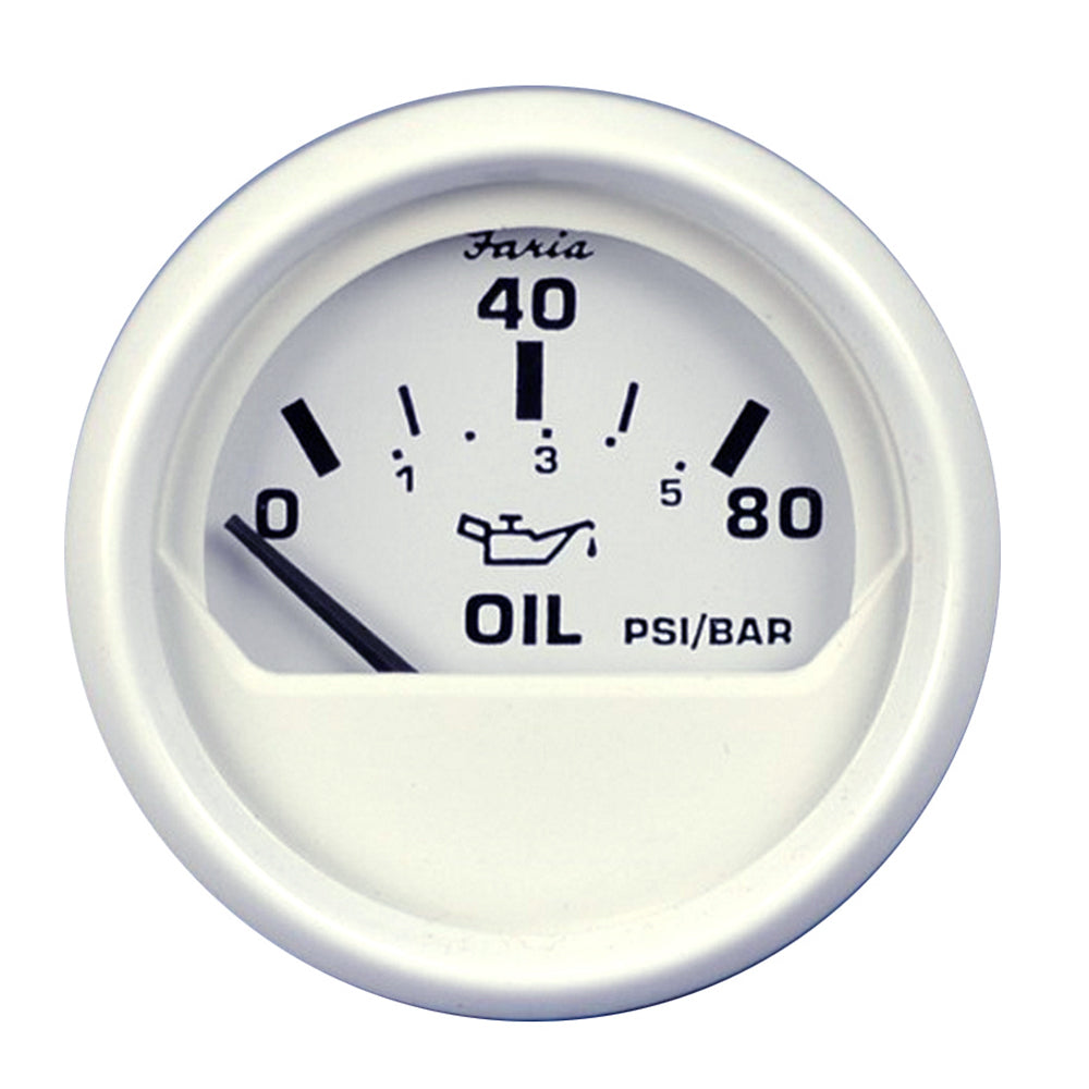 Faria Dress White 2 Oil Pressure Gauge 80 PSI 13102