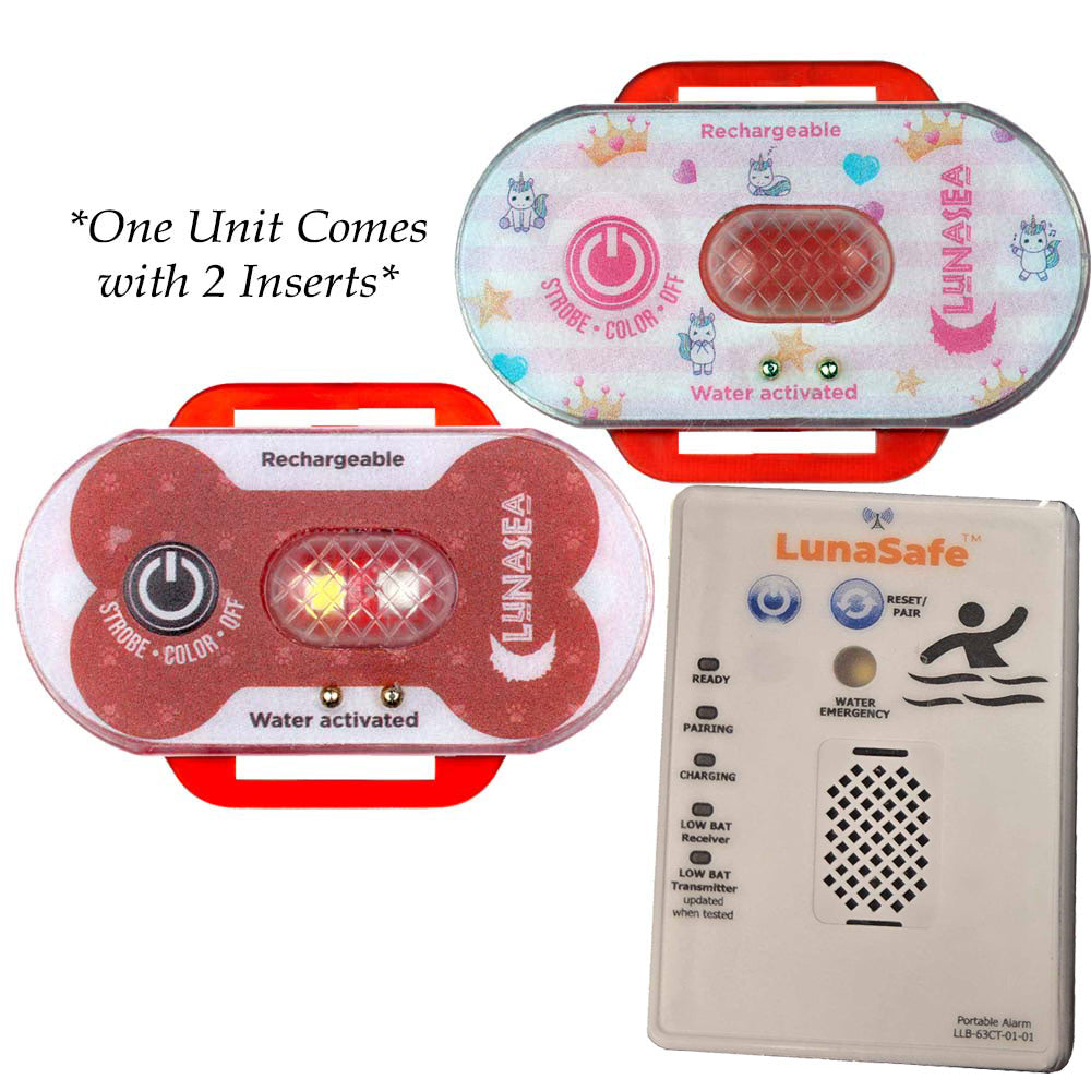Lunasea ChildPet Safety Water Activated Strobe Light wRF Transmitter  Portable AudioVisual Receiver  Red Case