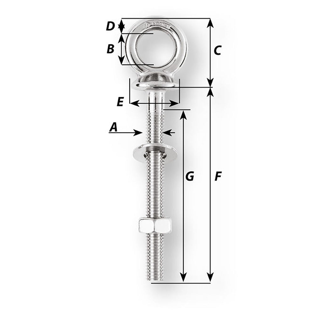Wichard Eye Bolt  M10 x 150mm  Length 100mm 6495W